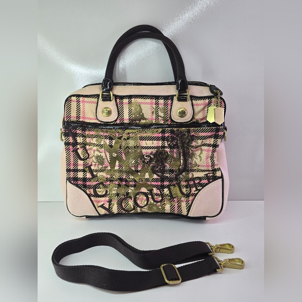 Juicy Couture Black and Pink Plaid Satchel Vintage